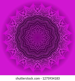 Purple color Ornamental arabic pattern with mandala. Vector illustration. Invitation, wedding card, national design. Tribal ethnic fashion design for paper, textile print.