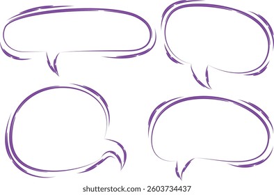 purple color outline abstract speech bubbles set vector