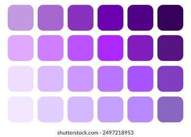 Purple color palette. Gradient shades vector. Lilac and violet tones. Cool color variations.