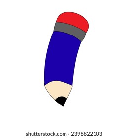 Purple color pencil isolated on white background. Vector illustration, suitable for children's books