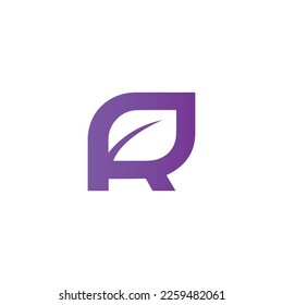 Purple color R logo inner leaf icon symbol