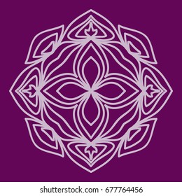 purple color Round Ethnic Pattern. Mandala Ornament. Lacy flower Snowflake. vector illustration