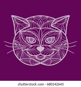 purple color Round Ethnic Pattern. Mandala Ornament. Lacy flower Snowflake. vector illustration