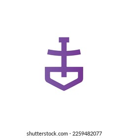 purple color shovel logo simple catchy icon