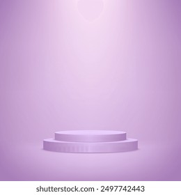Purple color studio room background. Purple pastel color background vector 3d with podium. Space for selling products on the website. Vector illustration.