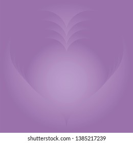 Purple color tones gradient background. Heart shaped template for text, billboard, cards, decoration.