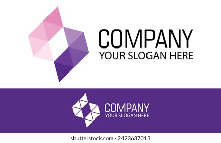 Purple Color Triangle Abstract Diamond Logo Design