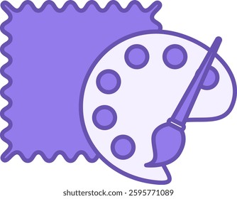 Purple Colored Fabric Icon. Vector Illustration. Fabric Sample and Color Palette. Colored Textile, Cotton. Sticker, Label. Material Characteristics Concept