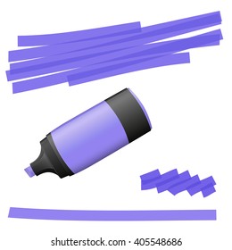 purple colored high lighter with markings for advertising usage