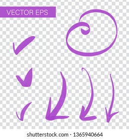 Purple colored highlighter with hand drawn markings