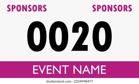 Purple colored marathon number bib isolated on white.