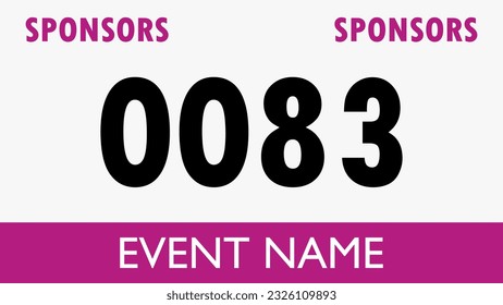 Purple colored marathon number bib isolated on white.