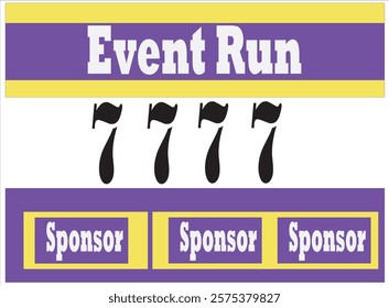 Purple colored marathon number bib isolated on yellow