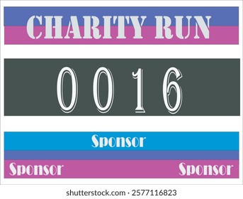 Purple colored marathon number bib for charity .