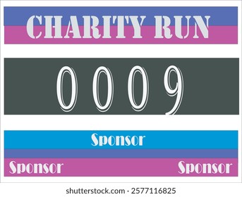 Purple colored marathon number bib for charity .