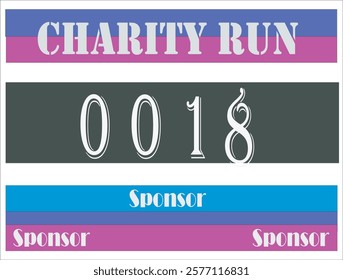 Purple colored marathon number bib for charity .