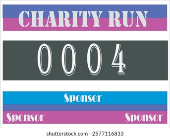 Purple colored marathon number bib for charity .