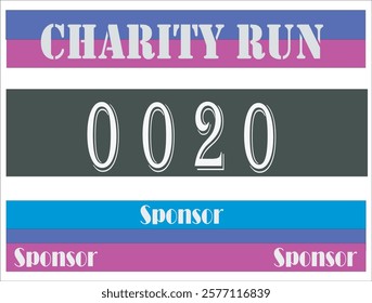 Purple colored marathon number bib for charity .