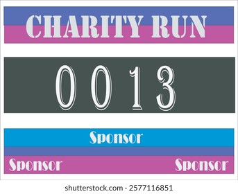 Purple colored marathon number bib for charity .