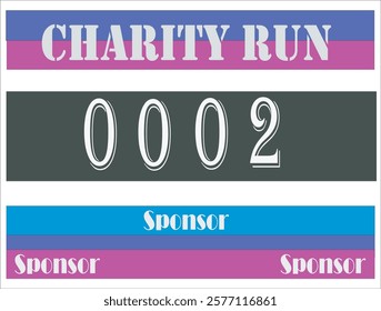 Purple colored marathon number bib for charity .