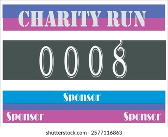 Purple colored marathon number bib for charity .