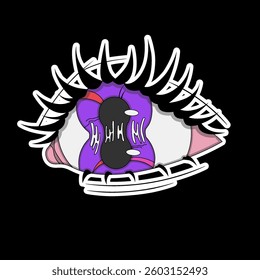 Purple colored Psychedelic eye, split eye, liquid eye, psychedelic sticker