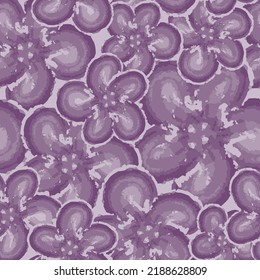 Purple colored watercolor floral seamless repeat pattern design