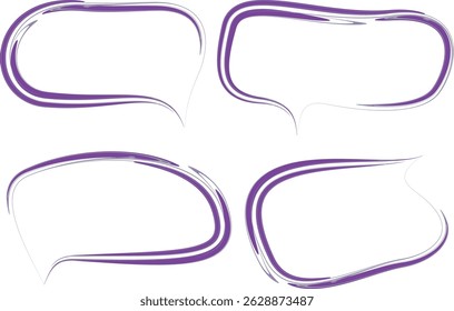 purple colorful abstract outline speech bubbles collection