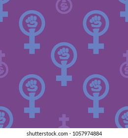 Purple colorful venus mirror feminism seamless pattern. Vector graphic design