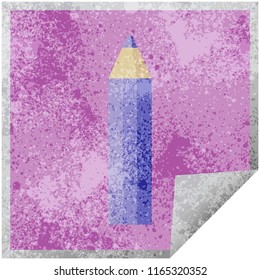 purple coloring pencil graphic vector illustration square sticker