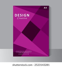 Purple colour book cover design with geometric shape. Modern layout flyer desing with a4 size, vector desing for brochure, Annual Report, Magazine, Poster, Flyer, Banner, Website.