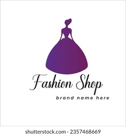 Purple Colour bride silhouette Fashion logo design.