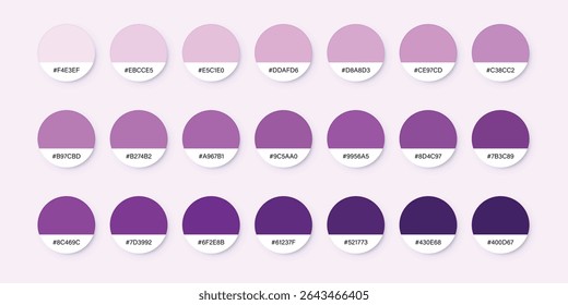 Ícone de paleta de cores roxas em estilo simples. Ilustração vetorial de amostras de catálogo em plano de fundo isolado. Conceito comercial de sinal de catálogo de cores.