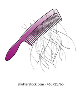 purple comb with hair-vector drawing