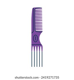 Purple Comb as Professional Hairdressing Tool and Accessory for Hairdo Vector Illustration