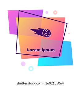 Purple Comet falling down fast icon isolated on white background. Color rectangle button. Vector Illustration