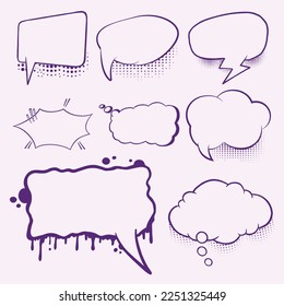 Ilustración del cuadro de preguntas de Purple Comic