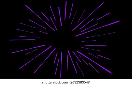 purple comic-style speed lines radiating from the center on a black background. Ideal for manga effects, dramatic visuals, or pop art-style projects needing bold, striking impact.