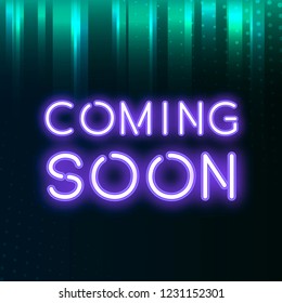 Purple Coming Soon Neon Icon Vector