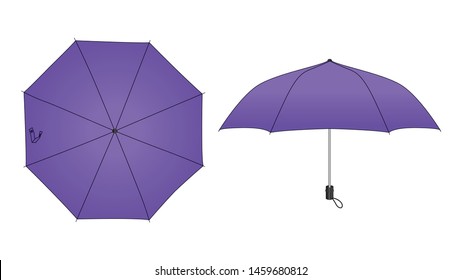 Purple compact small umbrella rain template on white background, vector file.