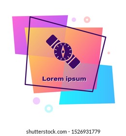 Purple Compass icon isolated on white background. Windrose navigation symbol. Wind rose sign. Color rectangle button. Vector Illustration