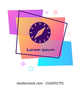 Purple Compass icon isolated on white background. Windrose navigation symbol. Wind rose sign. Color rectangle button. Vector Illustration