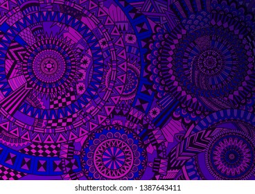 Purple complex mandala movement design for background. Vector illustration