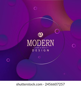 Purple composition with a gradient, chaotically drawn blue circles.