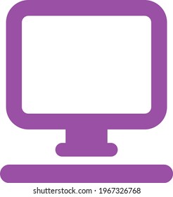 Purple Computer, Icon Illustration, Vector On White Background