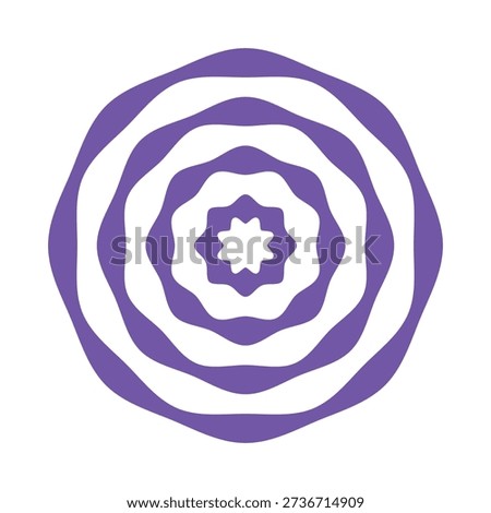 Purple concentric wavy circle shape abstract ripple icon on white