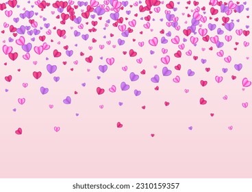 Purple Confetti Background Pink Vector. Folded Frame Heart. Pinkish Amour Texture. Tender Confetti Sweetheart Illustration. Lilac Decor Pattern.