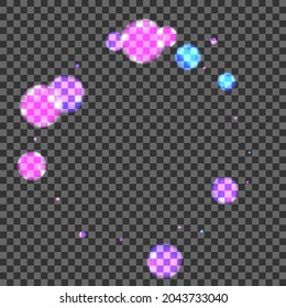 Purple Confetti Background Transparent Vector. Flare Warm Illustration. Elegant Card. Blue Dot Shimmer Template. Blur Noise.