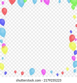 Purple Confetti Background Transparent Vector. Balloon Abstract Card. Green Glitter. Multicolor Air. Toy Festive Background.