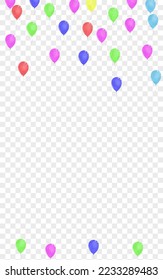 Vector transparente de fondo de confetti morado. Helium Happy Background. Multicolor 3d. Baloon brillante. Marco del Festival Ballon.